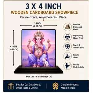 Car Dashboard Ganesha Wooden Photo Stand 3x4 Inches, Compact & Stylish Spiritual Display For Car, Home & Office (Pack Of 1) (F49468) Car Dashboard Ganesha Wooden Photo Stand 3x4 Inches, Compact & Stylish Spiritual Display For Car, Home & Office (Pack Of 1) (F49468)
