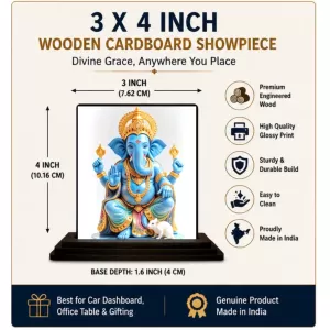 Car Dashboard Ganesha Wooden Photo Stand 3x4 Inches, Compact & Stylish Spiritual Display For Car, Home & Office (Pack Of 1) (F49469) Car Dashboard Ganesha Wooden Photo Stand 3x4 Inches, Compact & Stylish Spiritual Display For Car, Home & Office (Pack Of 1) (F49469)