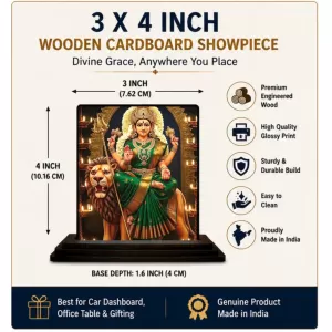 Car Dashboard Durga Wooden Photo Stand 3x4 Inches, Compact & Stylish Spiritual Display For Car, Home & Office (Pack Of 1) (F49470) Car Dashboard Durga Wooden Photo Stand 3x4 Inches, Compact & Stylish Spiritual Display For Car, Home & Office (Pack Of 1) (F49470)