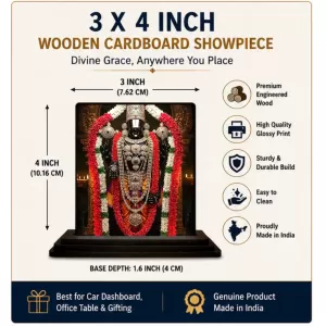 Car Dashboard Lord Venkateswara Wooden Photo Stand 3x4 Inches, Compact & Stylish Spiritual Display For Car, Home & Office (Pack Of 1) (F49471) Car Dashboard Lord Venkateswara Wooden Photo Stand 3x4 Inches, Compact & Stylish Spiritual Display For Car, Home & Office (Pack Of 1) (F49471)