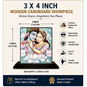 Car Dashboard Krishna And Radha Wooden Photo Stand 3x4 Inches, Compact & Stylish Spiritual Display For Car, Home & Office (Pack Of 1) (F49475) Car Dashboard Krishna And Radha Wooden Photo Stand 3x4 Inches, Compact & Stylish Spiritual Display For Car, Home & Office (Pack Of 1) (F49475)