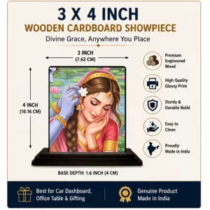 Car Dashboard Radha Wooden Photo Stand 3x4 Inches, Compact & Stylish Spiritual Display For Car, Home & Office (Pack Of 1) (F49476) Car Dashboard Radha Wooden Photo Stand 3x4 Inches, Compact & Stylish Spiritual Display For Car, Home & Office (Pack Of 1) (F49476)