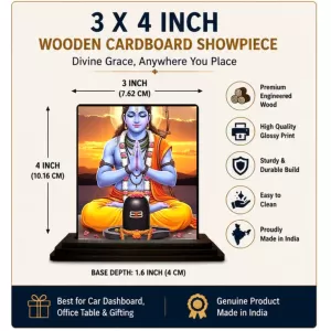 Car Dashboard Shiva Wooden Photo Stand  3x4 Inches, Compact & Stylish Spiritual Display For Car, Home & Office (Pack Of 1) (F49479)