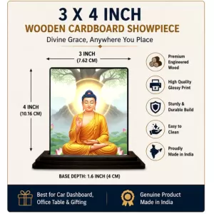 Car Dashboard Buddha Wooden Photo Stand 3x4 Inches, Compact & Stylish Spiritual Display For Car, Home & Office (Pack Of 1) (F49481) Car Dashboard Buddha Wooden Photo Stand 3x4 Inches, Compact & Stylish Spiritual Display For Car, Home & Office (Pack Of 1) (F49481)