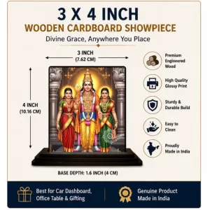 Car Dashboard Vishnu Wooden Photo Stand  3x4 Inches, Compact & Stylish Spiritual Display For Car, Home & Office (Pack Of 1) (F49483)