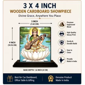 Car Dashboard Saraswati Wooden Photo Stand 3x4 Inches, Compact & Stylish Spiritual Display For Car, Home & Office (Pack Of 1) (F49487) Car Dashboard Saraswati Wooden Photo Stand 3x4 Inches, Compact & Stylish Spiritual Display For Car, Home & Office (Pack Of 1) (F49487)