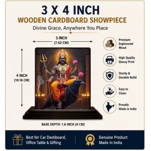 Car Dashboard Shiva Wooden Photo Stand  3x4 Inches, Compact & Stylish Spiritual Display For Car, Home & Office (Pack Of 1) (F49491)