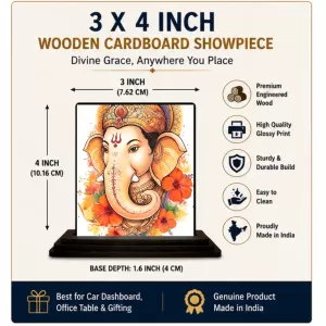 Car Dashboard Ganesha Wooden Photo Stand 3x4 Inches, Compact & Stylish Spiritual Display For Car, Home & Office (Pack Of 1) (F49497) Car Dashboard Ganesha Wooden Photo Stand 3x4 Inches, Compact & Stylish Spiritual Display For Car, Home & Office (Pack Of 1) (F49497)