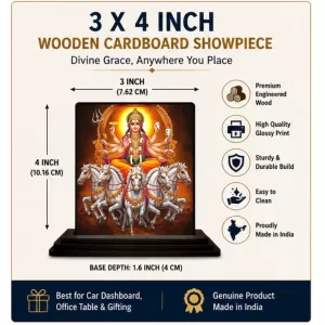 Car Dashboard Surya Wooden Photo Stand  3x4 Inches, Compact & Stylish Spiritual Display For Car, Home & Office (Pack Of 1) (F49500)