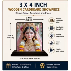 Car Dashboard Radha Wooden Photo Stand 3x4 Inches, Compact & Stylish Spiritual Display For Car, Home & Office (Pack Of 1) (F49505) Car Dashboard Radha Wooden Photo Stand 3x4 Inches, Compact & Stylish Spiritual Display For Car, Home & Office (Pack Of 1) (F49505)