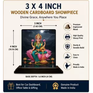 Car Dashboard Lakshmi Wooden Photo Stand 3x4 Inches, Compact & Stylish Spiritual Display For Car, Home & Office (Pack Of 1) (F49510) Car Dashboard Lakshmi Wooden Photo Stand 3x4 Inches, Compact & Stylish Spiritual Display For Car, Home & Office (Pack Of 1) (F49510)