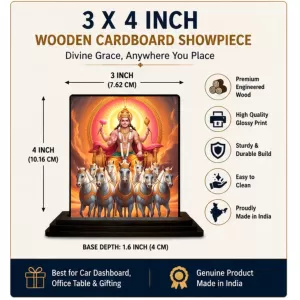 Car Dashboard Surya Wooden Photo Stand  3x4 Inches, Compact & Stylish Spiritual Display For Car, Home & Office (Pack Of 1) (F49513)