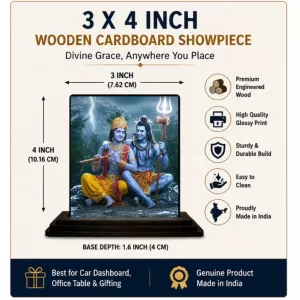 Car Dashboard Krishna And Shiva Wooden Photo Stand 3x4 Inches, Compact & Stylish Spiritual Display For Car, Home & Office (Pack Of 1) (F49539) Car Dashboard Krishna And Shiva Wooden Photo Stand 3x4 Inches, Compact & Stylish Spiritual Display For Car, Home & Office (Pack Of 1) (F49539)
