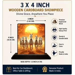 Car Dashboard Running Horses Wooden Photo Stand 3x4 Inches, Compact & Stylish Spiritual Display For Car, Home & Office (Pack Of 1) (F49550) Car Dashboard Running Horses Wooden Photo Stand 3x4 Inches, Compact & Stylish Spiritual Display For Car, Home & Office (Pack Of 1) (F49550)