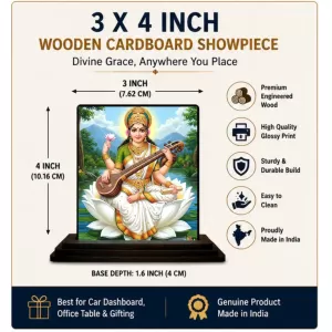 Car Dashboard Saraswati Wooden Photo Stand 3x4 Inches, Compact & Stylish Spiritual Display For Car, Home & Office (Pack Of 1) (F49551) Car Dashboard Saraswati Wooden Photo Stand 3x4 Inches, Compact & Stylish Spiritual Display For Car, Home & Office (Pack Of 1) (F49551)