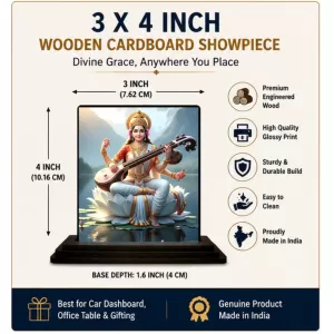 Car Dashboard Saraswati Wooden Photo Stand 3x4 Inches, Compact & Stylish Spiritual Display For Car, Home & Office (Pack Of 1) (F49552) Car Dashboard Saraswati Wooden Photo Stand 3x4 Inches, Compact & Stylish Spiritual Display For Car, Home & Office (Pack Of 1) (F49552)