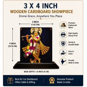 Car Dashboard Lord Krishna Wooden Photo Stand 3x4 Inches, Compact & Stylish Spiritual Display For Car, Home & Office (Pack Of 1) (F49553) Car Dashboard Lord Krishna Wooden Photo Stand 3x4 Inches, Compact & Stylish Spiritual Display For Car, Home & Office (Pack Of 1) (F49553)