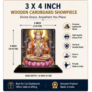 Car Dashboard Hanuman Wooden Photo Stand 3x4 Inches, Compact & Stylish Spiritual Display For Car, Home & Office (Pack Of 1) (F49554) Car Dashboard Hanuman Wooden Photo Stand 3x4 Inches, Compact & Stylish Spiritual Display For Car, Home & Office (Pack Of 1) (F49554)
