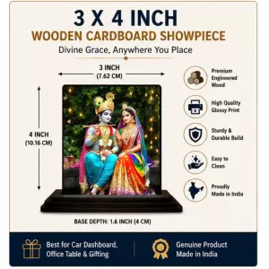 Car Dashboard Shree Krishna And Shree Radha Wooden Photo Stand 3x4 Inches, Compact & Stylish Spiritual Display For Car, Home & Office (Pack Of 1) (F49556) Car Dashboard Shree Krishna And Shree Radha Wooden Photo Stand 3x4 Inches, Compact & Stylish Spiritual Display For Car, Home & Office (Pack Of 1) (F49556)