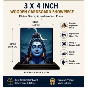 Car Dashboard Lord Shiva Wooden Photo Stand 3x4 Inches, Compact & Stylish Spiritual Display For Car, Home & Office (Pack Of 1) (F49561) Car Dashboard Lord Shiva Wooden Photo Stand 3x4 Inches, Compact & Stylish Spiritual Display For Car, Home & Office (Pack Of 1) (F49561)