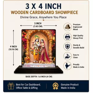 Car Dashboard Shree Krishna And Shree Radha Wooden Photo Stand 3x4 Inches, Compact & Stylish Spiritual Display For Car, Home & Office (Pack Of 1) (F49572) Car Dashboard Shree Krishna And Shree Radha Wooden Photo Stand 3x4 Inches, Compact & Stylish Spiritual Display For Car, Home & Office (Pack Of 1) (F49572)