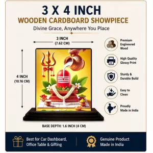 Car Dashboard Lord Shiva Wooden Photo Stand 3x4 Inches, Compact & Stylish Spiritual Display For Car, Home & Office (Pack Of 1) (F49583) Car Dashboard Lord Shiva Wooden Photo Stand 3x4 Inches, Compact & Stylish Spiritual Display For Car, Home & Office (Pack Of 1) (F49583)