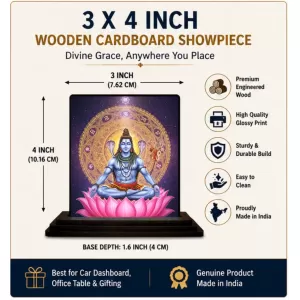 Car Dashboard Lord Shiva Wooden Photo Stand 3x4 Inches, Compact & Stylish Spiritual Display For Car, Home & Office (Pack Of 1) (F49585) Car Dashboard Lord Shiva Wooden Photo Stand 3x4 Inches, Compact & Stylish Spiritual Display For Car, Home & Office (Pack Of 1) (F49585)