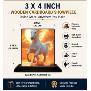 Car Dashboard Running Horse Wooden Photo Stand 3x4 Inches, Compact & Stylish Spiritual Display For Car, Home & Office (Pack Of 1) (F49587) Car Dashboard Running Horse Wooden Photo Stand 3x4 Inches, Compact & Stylish Spiritual Display For Car, Home & Office (Pack Of 1) (F49587)