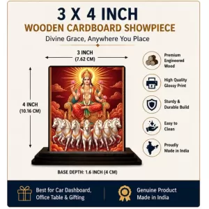 Car Dashboard Surya Wooden Photo Stand  3x4 Inches, Compact & Stylish Spiritual Display For Car, Home & Office (Pack Of 1) (F49598)
