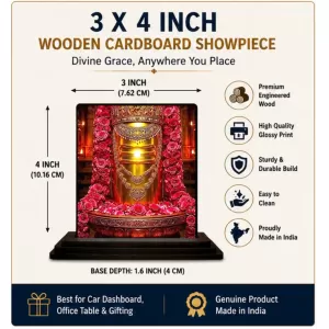 Car Dashboard Shiva Wooden Photo Stand  3x4 Inches, Compact & Stylish Spiritual Display For Car, Home & Office (Pack Of 1) (F49608)