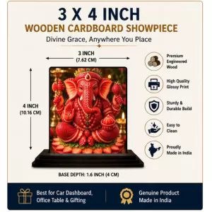 Car Dashboard Ganesha Wooden Photo Stand 3x4 Inches, Compact & Stylish Spiritual Display For Car, Home & Office (Pack Of 1) (F49609) Car Dashboard Ganesha Wooden Photo Stand 3x4 Inches, Compact & Stylish Spiritual Display For Car, Home & Office (Pack Of 1) (F49609)
