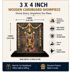 Car Dashboard Lakshmi Wooden Photo Stand  3x4 Inches, Compact & Stylish Spiritual Display For Car, Home & Office (Pack Of 1) (F49611)
