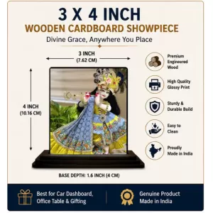 Car Dashboard Shree Krishna Wooden Photo Stand 3x4 Inches, Compact & Stylish Spiritual Display For Car, Home & Office (Pack Of 1) (F49614) Car Dashboard Shree Krishna Wooden Photo Stand 3x4 Inches, Compact & Stylish Spiritual Display For Car, Home & Office (Pack Of 1) (F49614)