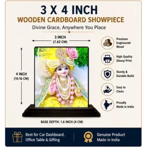 Car Dashboard Krishna Wooden Photo Stand 3x4 Inches, Compact & Stylish Spiritual Display For Car, Home & Office (Pack Of 1) (F49632) Car Dashboard Krishna Wooden Photo Stand 3x4 Inches, Compact & Stylish Spiritual Display For Car, Home & Office (Pack Of 1) (F49632)