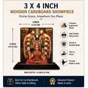 Car Dashboard Lakshmi Wooden Photo Stand  3x4 Inches, Compact & Stylish Spiritual Display For Car, Home & Office (Pack Of 1) (F49633)
