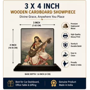 Car Dashboard Saraswati Wooden Photo Stand 3x4 Inches, Compact & Stylish Spiritual Display For Car, Home & Office (Pack Of 1) (F49638) Car Dashboard Saraswati Wooden Photo Stand 3x4 Inches, Compact & Stylish Spiritual Display For Car, Home & Office (Pack Of 1) (F49638)