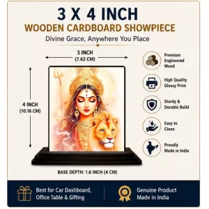 Car Dashboard Durga Wooden Photo Stand 3x4 Inches, Compact & Stylish Spiritual Display For Car, Home & Office (Pack Of 1) (F49642) Car Dashboard Durga Wooden Photo Stand 3x4 Inches, Compact & Stylish Spiritual Display For Car, Home & Office (Pack Of 1) (F49642)