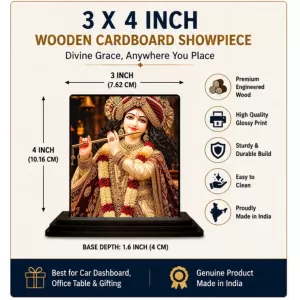 Car Dashboard Shree Krishna Wooden Photo Stand 3x4 Inches, Compact & Stylish Spiritual Display For Car, Home & Office (Pack Of 1) (F49645) Car Dashboard Shree Krishna Wooden Photo Stand 3x4 Inches, Compact & Stylish Spiritual Display For Car, Home & Office (Pack Of 1) (F49645)