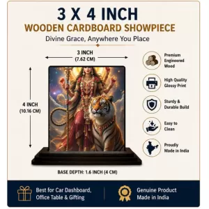 Car Dashboard Durga Wooden Photo Stand 3x4 Inches, Compact & Stylish Spiritual Display For Car, Home & Office (Pack Of 1) (F49650) Car Dashboard Durga Wooden Photo Stand 3x4 Inches, Compact & Stylish Spiritual Display For Car, Home & Office (Pack Of 1) (F49650)