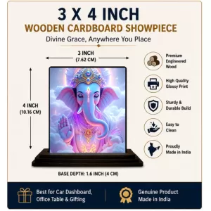 Car Dashboard Ganesha Wooden Photo Stand 3x4 Inches, Compact & Stylish Spiritual Display For Car, Home & Office (Pack Of 1) (F49658) Car Dashboard Ganesha Wooden Photo Stand 3x4 Inches, Compact & Stylish Spiritual Display For Car, Home & Office (Pack Of 1) (F49658)