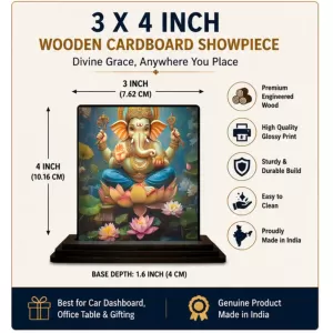 Car Dashboard Ganesha Wooden Photo Stand 3x4 Inches, Compact & Stylish Spiritual Display For Car, Home & Office (Pack Of 1) (F49660) Car Dashboard Ganesha Wooden Photo Stand 3x4 Inches, Compact & Stylish Spiritual Display For Car, Home & Office (Pack Of 1) (F49660)
