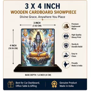 Car Dashboard Shiva Wooden Photo Stand 3x4 Inches, Compact & Stylish Spiritual Display For Car, Home & Office (Pack Of 1) (F49670) Car Dashboard Shiva Wooden Photo Stand 3x4 Inches, Compact & Stylish Spiritual Display For Car, Home & Office (Pack Of 1) (F49670)