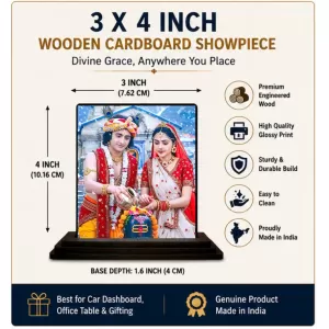 Car Dashboard Krishna And Radha Wooden Photo Stand 3x4 Inches, Compact & Stylish Spiritual Display For Car, Home & Office (Pack Of 1) (F49673) Car Dashboard Krishna And Radha Wooden Photo Stand 3x4 Inches, Compact & Stylish Spiritual Display For Car, Home & Office (Pack Of 1) (F49673)