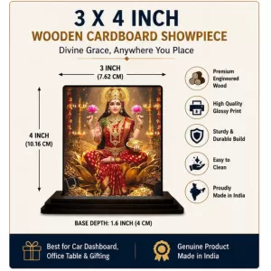 Car Dashboard Lakshmi Wooden Photo Stand 3x4 Inches, Compact & Stylish Spiritual Display For Car, Home & Office (Pack Of 1) (F49680) Car Dashboard Lakshmi Wooden Photo Stand 3x4 Inches, Compact & Stylish Spiritual Display For Car, Home & Office (Pack Of 1) (F49680)