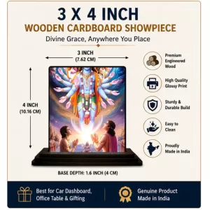 Car Dashboard Vishnu Wooden Photo Stand  3x4 Inches, Compact & Stylish Spiritual Display For Car, Home & Office (Pack Of 1) (F49681)