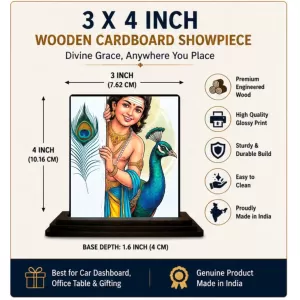 Car Dashboard Krishna Wooden Photo Stand 3x4 Inches, Compact & Stylish Spiritual Display For Car, Home & Office (Pack Of 1) (F49682) Car Dashboard Krishna Wooden Photo Stand 3x4 Inches, Compact & Stylish Spiritual Display For Car, Home & Office (Pack Of 1) (F49682)
