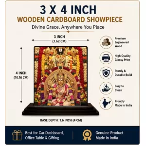 Car Dashboard Lord Tirupati And Mata Lakshmi Wooden Photo Stand 3x4 Inches, Compact & Stylish Spiritual Display For Car, Home & Office (Pack Of 1) (F49685) Car Dashboard Lord Tirupati And Mata Lakshmi Wooden Photo Stand 3x4 Inches, Compact & Stylish Spiritual Display For Car, Home & Office (Pack Of 1) (F49685)