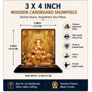 Car Dashboard Ganesha Wooden Photo Stand 3x4 Inches, Compact & Stylish Spiritual Display For Car, Home & Office (Pack Of 1) (F49688) Car Dashboard Ganesha Wooden Photo Stand 3x4 Inches, Compact & Stylish Spiritual Display For Car, Home & Office (Pack Of 1) (F49688)