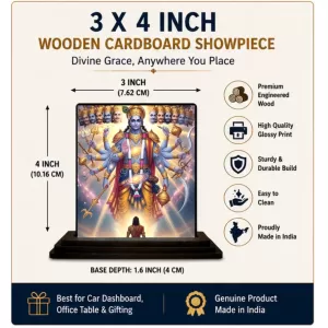 Car Dashboard Vishnu Wooden Photo Stand  3x4 Inches, Compact & Stylish Spiritual Display For Car, Home & Office (Pack Of 1) (F49695)