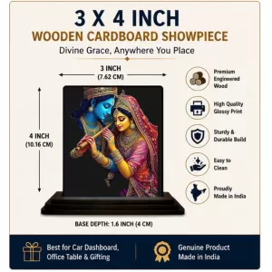 Car Dashboard Shree Krishna And Shree Radha Wooden Photo Stand 3x4 Inches, Compact & Stylish Spiritual Display For Car, Home & Office (Pack Of 1) (F49701) Car Dashboard Shree Krishna And Shree Radha Wooden Photo Stand 3x4 Inches, Compact & Stylish Spiritual Display For Car, Home & Office (Pack Of 1) (F49701)